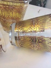 Vtg Georges Briard Cocktail Glasses 4 Low Ball Mid Century Modern Gold Swirl