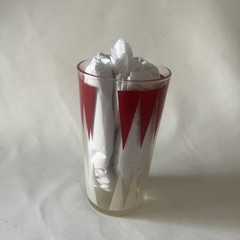 White & Red Backgammon Vintage Barware 1950s MCM WATER TUMBLER Cocktail Glass