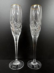2 Mikasa Crystal Glass Rendezvous 10 3/4″ Champagne Stems Flutes New with tags