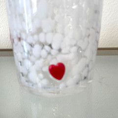 Red Heart White Confetti Glasses Set of 2 Icon Juice Glasses 17.25 oz NEW