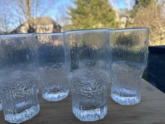 Indiana Glass Glacier MCM Crystal Ice Texture Stack Bar Tumbler 5-3/4″ ~7 Pc Set
