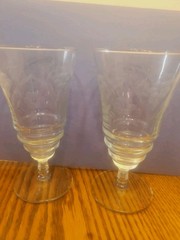 Vintage HEISEY Flower Etched 6.5 in. Clear Water Glasses – 2