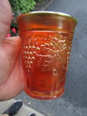 NORTHWOOD GRAPE & CABLE MARIGOLD CARNIVAL GLASS TUMBLER