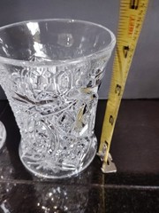 Vintage EAPG Cut Glass Tumblers Hobstar Diamond Pattern Set Of 2