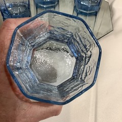 Libbey Facets Light Blue Old Fashioned Textured Paneled 3.5” Tumbler – Set of 4