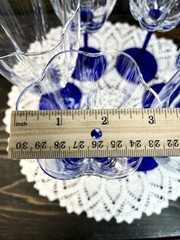Flower Shaped Wine Glasses Cobalt Blue Stem 8 1/4” Tall Set Of 5 Hand Blown