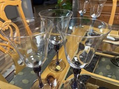 3 Melody By Block Crystal Amethyst Water Goblets Hand Blown New w/Stickers