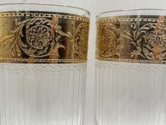 Culver Glass 22K Gold 8 Highball Caddy Set Vintage Retro Barware Tyrol MCM