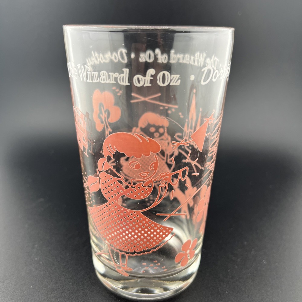 Vintage Wizard of Oz Dorothy Glass Tumbler Pink Print © Swift & Co Swift Promo