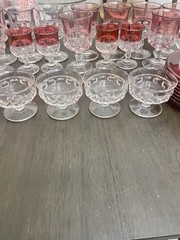 Kings Crown Ruby Red Flash Thumbprint Cranberry 27 Pc Set