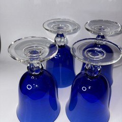 4 Casual Setting Sapphire 9 oz Water Goblets by Cristal D’Arques-Durand France