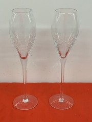 PIER 1 — REFLECTIONS – CLEAR — CRACKLE GLASS CHAMPAGNE FLUTES — 2