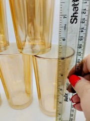 VTG Set Of 5 Lusterware Tumblers Jeanette Iridescent Marigold Carnival Glass 5“