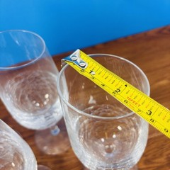 Pier 1 Clear Crackle Glass Slanted Rim Wine Water Stem Glasses – Set of 4 Slant