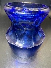 8 oz. Flat Tumbler Looks To Be Hazel Atlas Georgian In Blue 3 3/4”