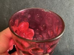 Lot of 10 Fenton Cranberry Glass 4” Tumblers Thumbprint Spot Coin Dot Optic