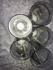 Set of 5 CULVER SIlver SHIP’S SAIL Frosted CLOUDS Striped 16oz Highball TUMBLER