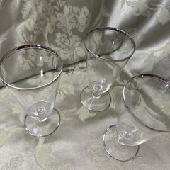 Vintage MCM Glastonbury Lotus Brookmere Platinum Trim Iced Tea Glasses Set Of 3
