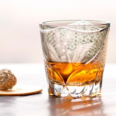 Colored Glasses Crystal Whiskey Hand Carved Glass Bohemian Amber Color 10.6oz