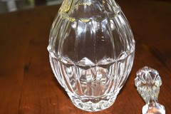 Crystal decanter set with stopper and four wine glasses, heavy