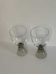 Set of 2 MCM Rosenthal Fortuna Smoke Wine Goblets Designer Elsa Fischer-Treyden