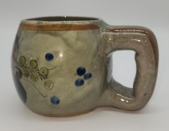 Tonal Mexican Pottery Hand-painted Folk Art Mugs Set Of 2