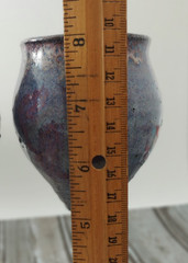 4) Studio Art Pottery Glazed Wine Chalice Goblets 6 Oz Signed Blue Gray Speckled