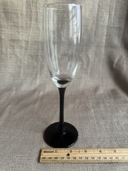 Clear Champagne Flute Black Stem Wine Glass 9” Elegant Toasting Glass Unbranded
