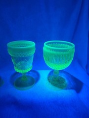 Uranium Glass Goblets: Set of 3 different sizes and designs
