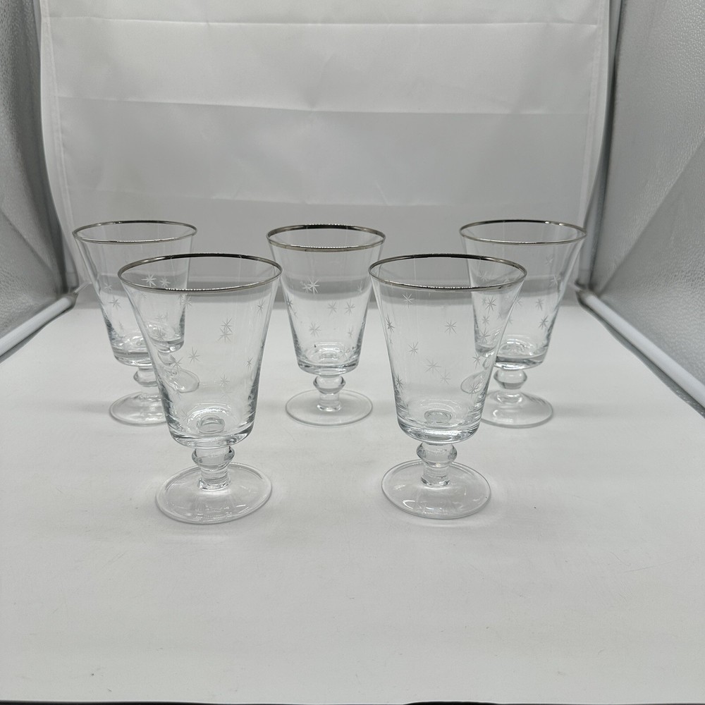 5 Atomic Starburst Cut Stars Starlite Parfait ? Glasses MCM Vintage