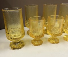 Franciscan Madeira Yellow Footed Glasses Goblet Tumbler Set Of 10 Corn Silk