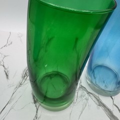 Set of 3 Leonardo Swing 6in Curved Tumbler Glasses Green Blue Germany MCM-READ