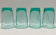 Vintage Set of 4 Noritake Sweet Swirl Aqua Highball Tumbler Glasses Very Nice!