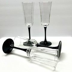 VTG Luminarc Octime Crystal Black Stem Champage Flutes, Set of 2