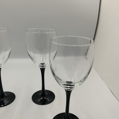 Vintage Black Stemmed Wine Glasses Set of 4