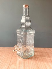 Vintage 14″ Tall Aqua Green Glass Decorative Beverage Drink Dispenser Made Italy
