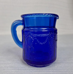 Vintage Cobalt Blue Glass Miniture Cameo Ballerina Lemonade Set Five Piece