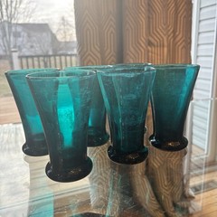 Royal Leerdam Williamsburg CW5T Blenko Emerald Ice Tea Glasses (6) Rare NOTE