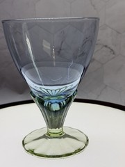 Set of (6) Gorgeous Bormioli Rocco Bahia blue and green footed goblets.