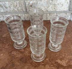 AVON Ribbed And Footed. Parfait Glasses 5in X 2 3/8in Set Of 4