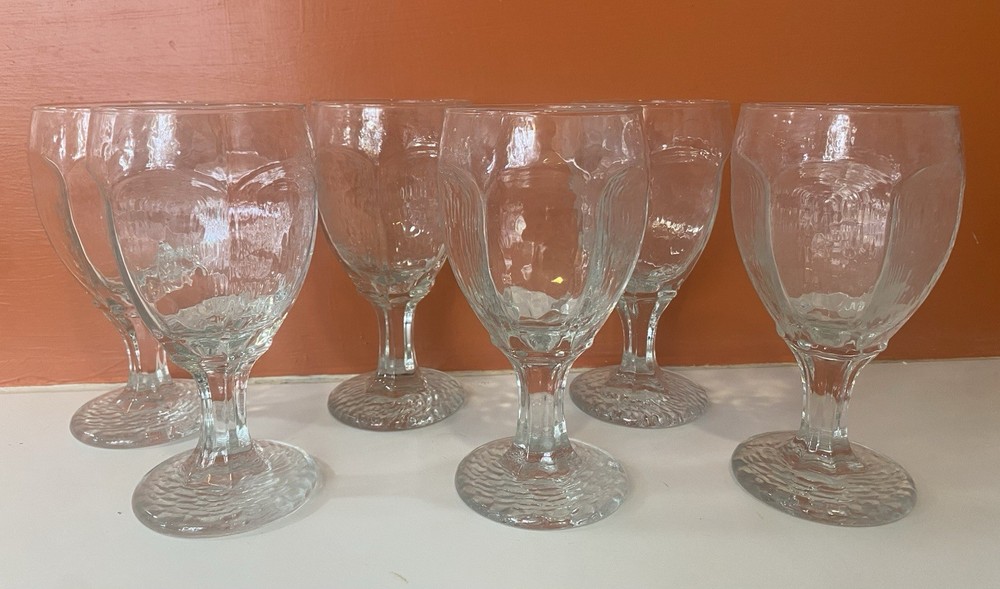 Libbey Chivalry Clear Water /Wine Goblet Textured Glass Discontinued 6.5″ tall