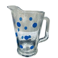Vintage Libbey Mid Century MCM Polka Dot Pitcher Barware 1950’s Blue Dots