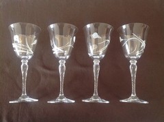 New 8 OSCAR de la RENTA CRYSTAL CARVED WATER / WINE GLASSES Hight 8 1/4″