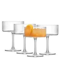 JoyJolt Elle Ribbed Coupe Mart Clear 10 oz – 4 Coupe Glasses
