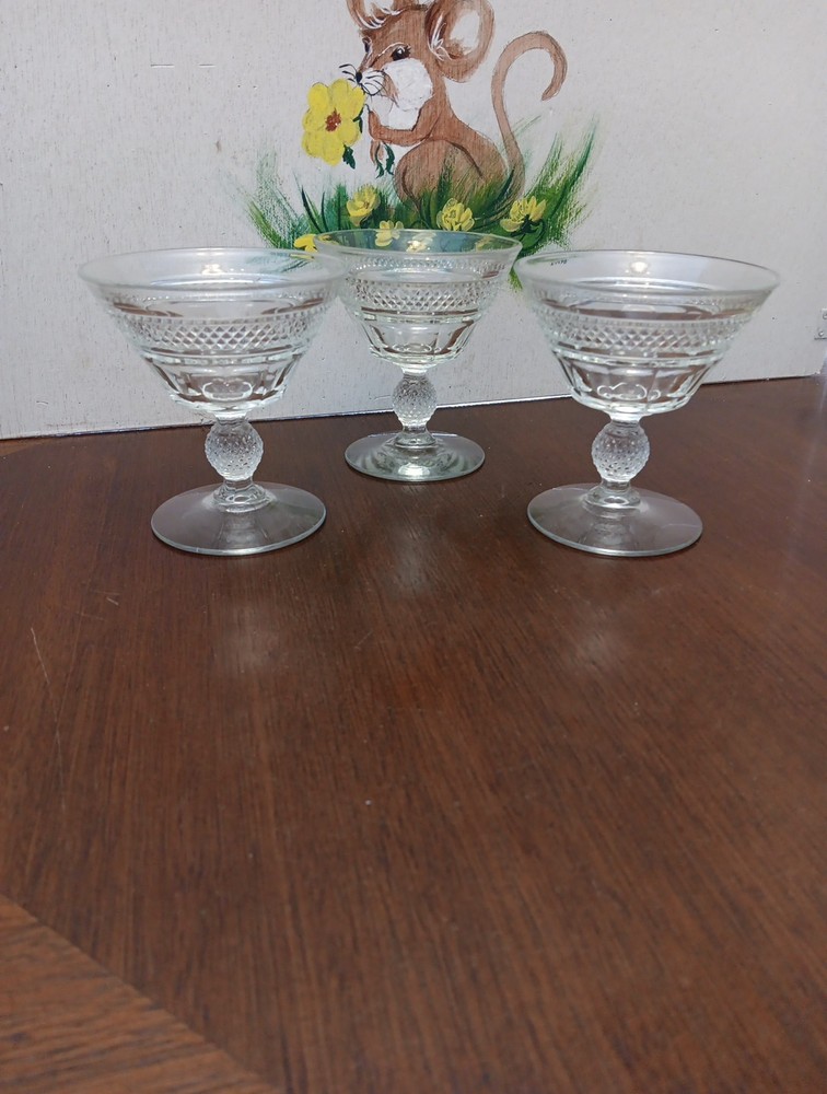 Viking Mt. Vernon 4” Clear Champagne/Sherbet Glasses Set of 3