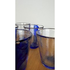 Bormioli Rocco Murano Cobalt Blue Swirl Glass Tumblers Set 6 Made in Italy 4.5