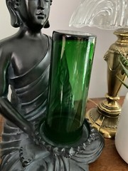Vintage Green Glass Tumbler 6.5 Inches Tall 2.75 Inches In Diameters Opening