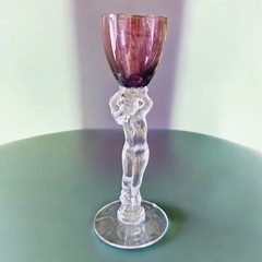 CAMBRIDGE Nude Stem 6 1/8″ Cordial Amethyst Glass Statuesque Brandy 1 oz