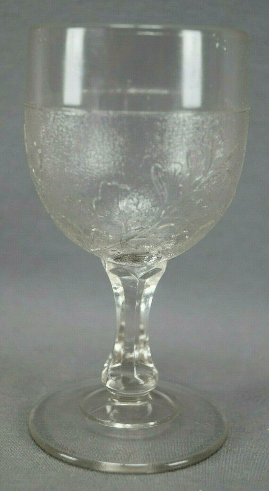 EAPG Specialty Glass Co Stippled Maiden Fern Pattern Water Goblet Circa 1892