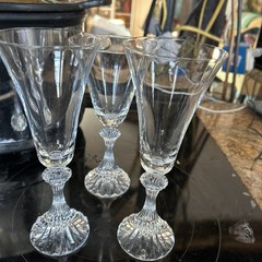 Set of 3 Mikasa Stratton 7 1/8″ Wine Goblets Crystal Glass Champagne